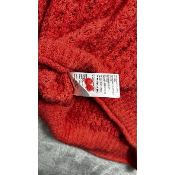 Anthropologie Sweater Ruffled Open Neck Jumper Cozy Soft Coral Pink Waffle Knit - Picture 8 of 14